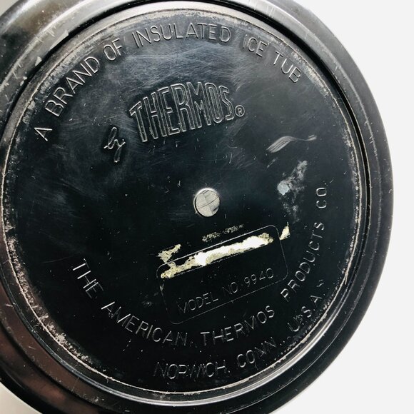 Vintage 60s THERMOS Drum Ice Bucket: Black Insulated Container - Gold Tone Caddy - Picture 12 of 16